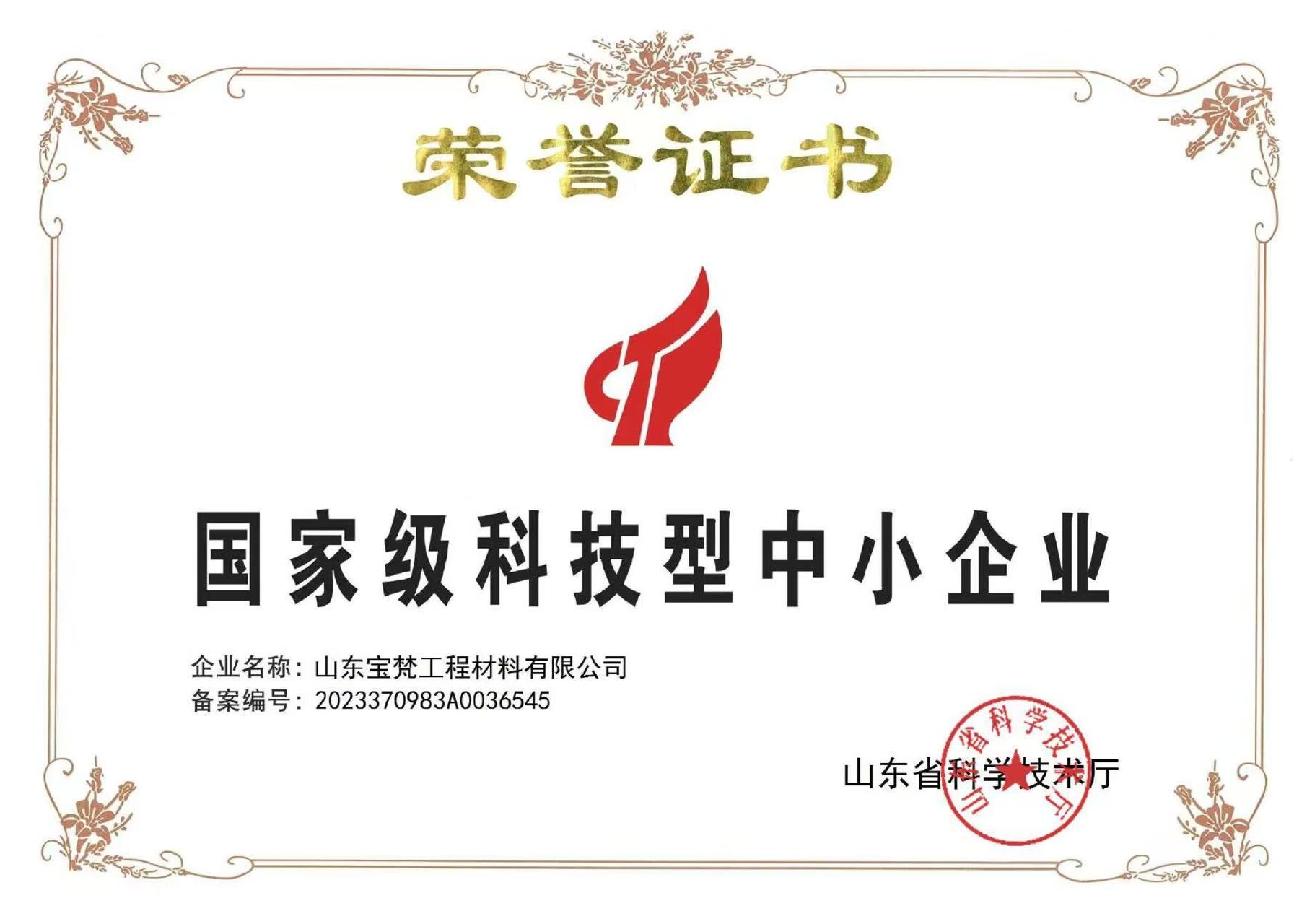 國(guó)家級(jí)科技型中小企業(yè)